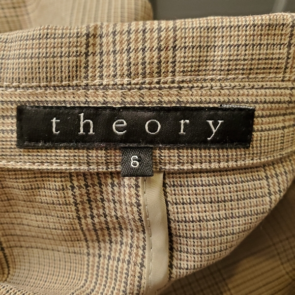Theory Brown and Tan Plaid Blazer 6 - Picture 3 of 6